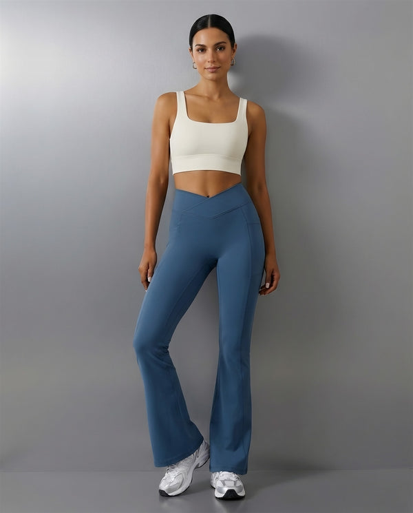 Crossover Flare Leggings Night Sky Blue