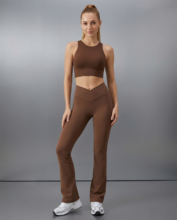 Crossover Bootcut Leggings Brown