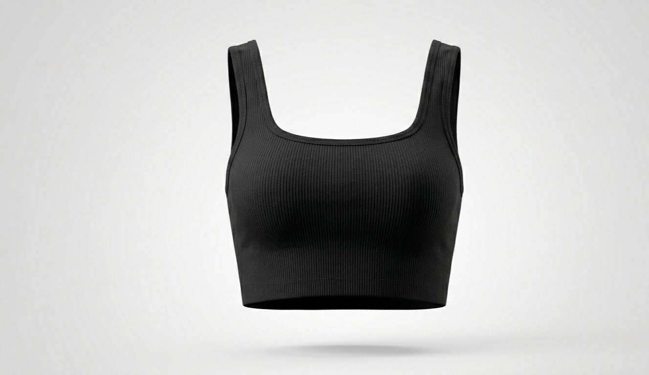 Ribbed Sports Bra — Black