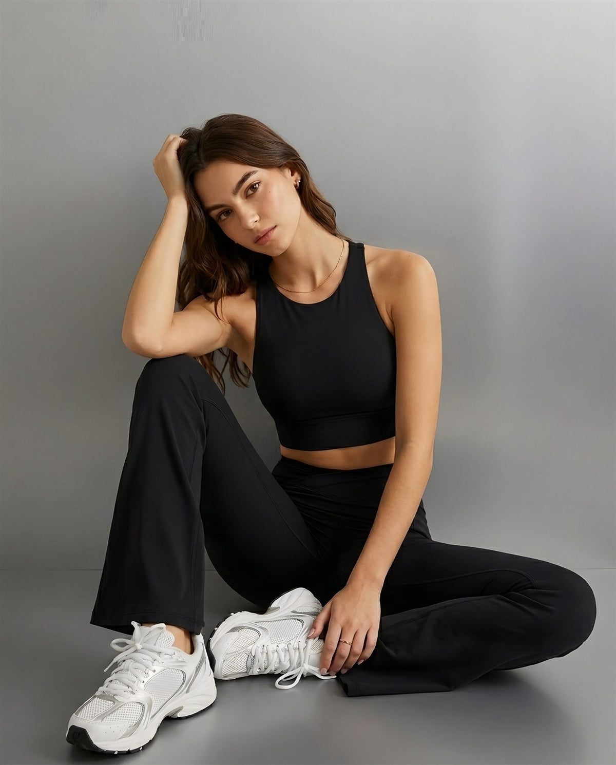 Crossover Flare Leggings in Black