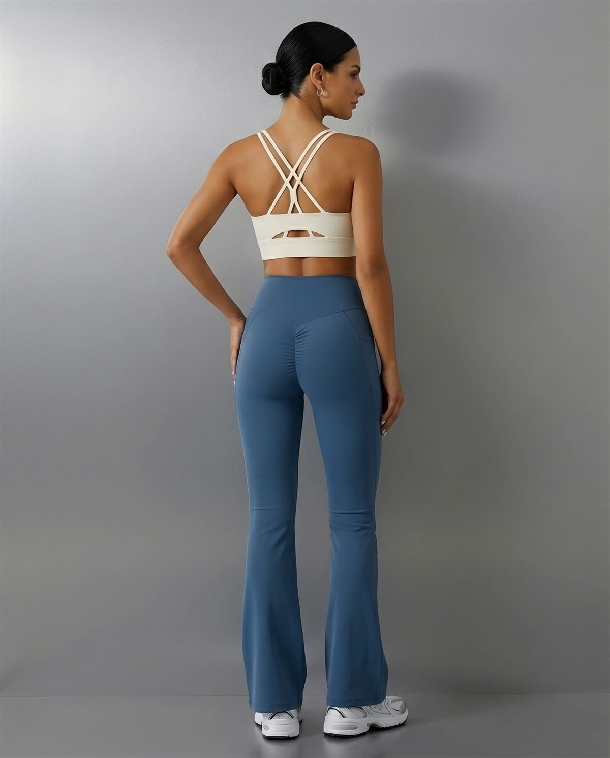 Crossover Flare Leggings in Night Sky Blue