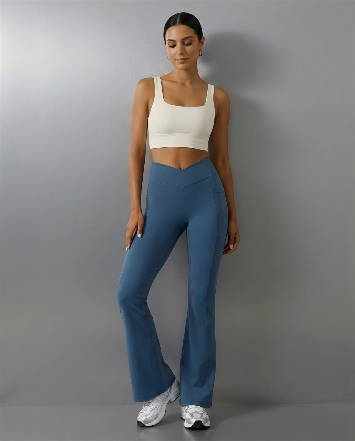 Crossover Flare Leggings in Night Sky Blue