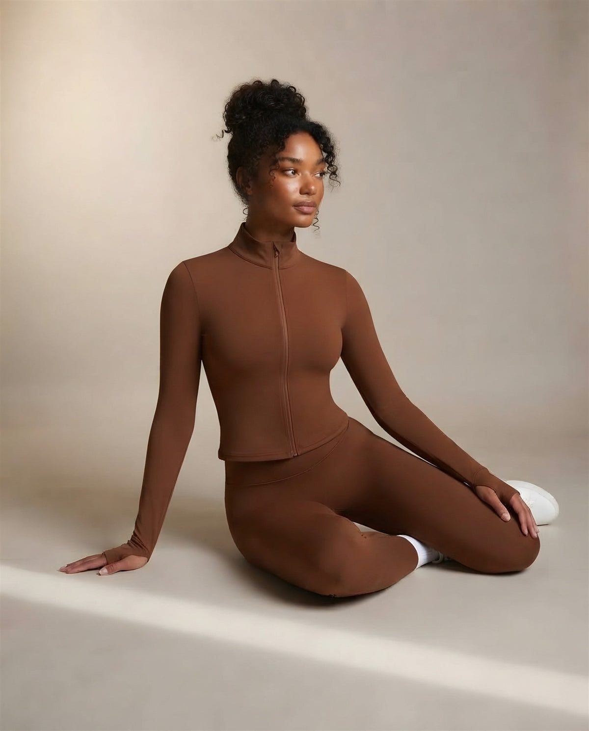 Cocoon Zip-Up Jacket in Caramel