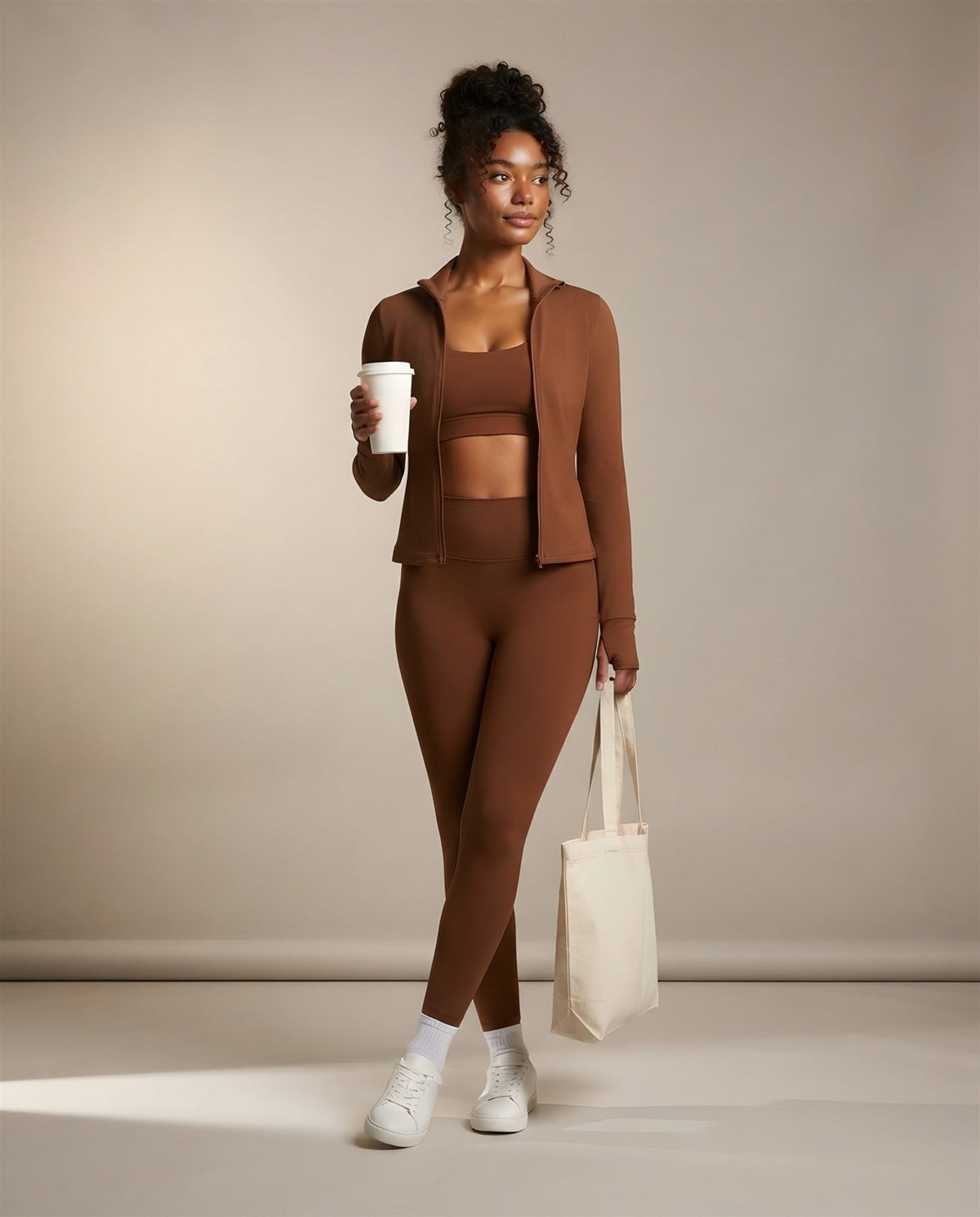 Cocoon Zip-Up Jacket in Caramel