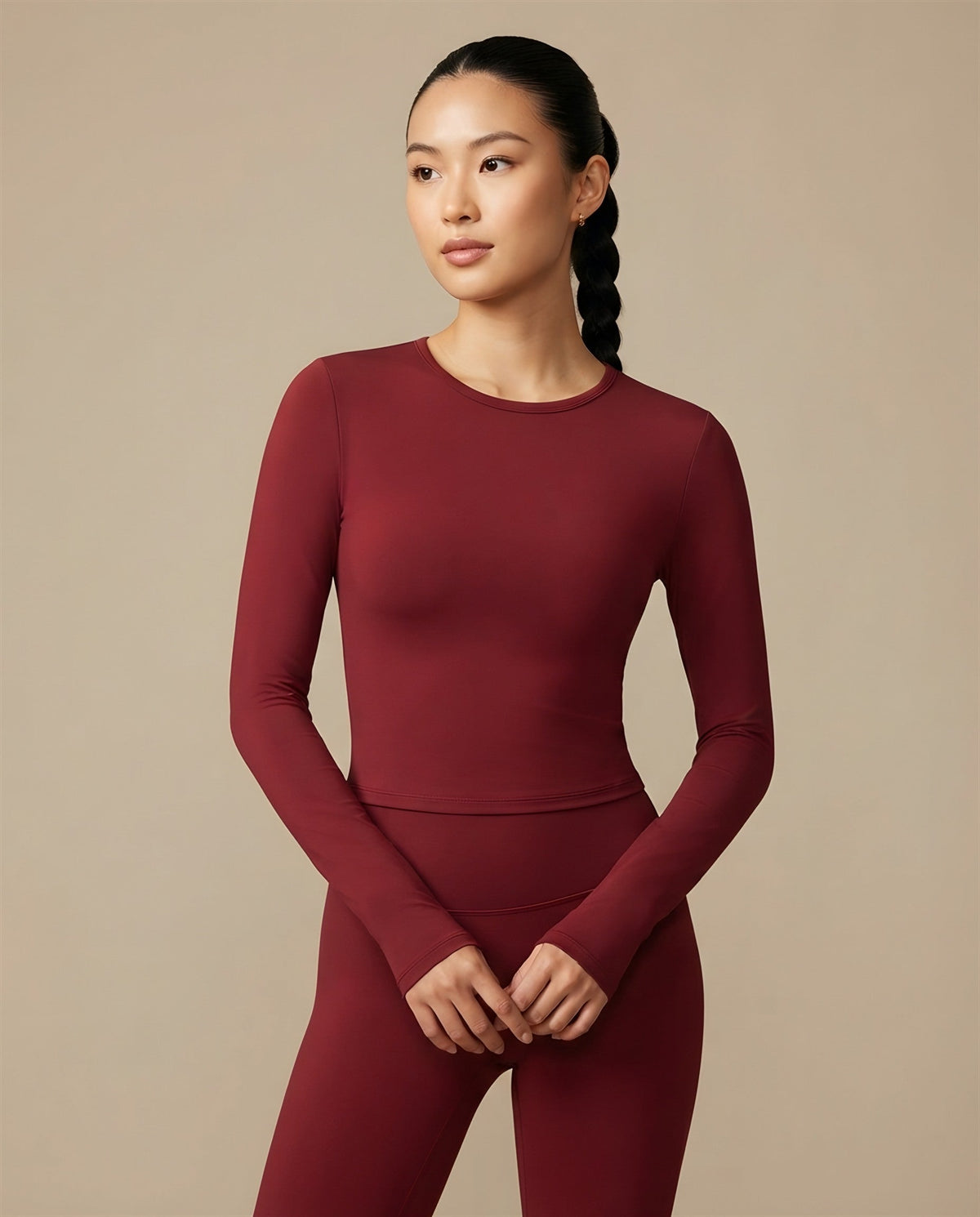 Second Skin Long Sleeve Top in Cherry Red
