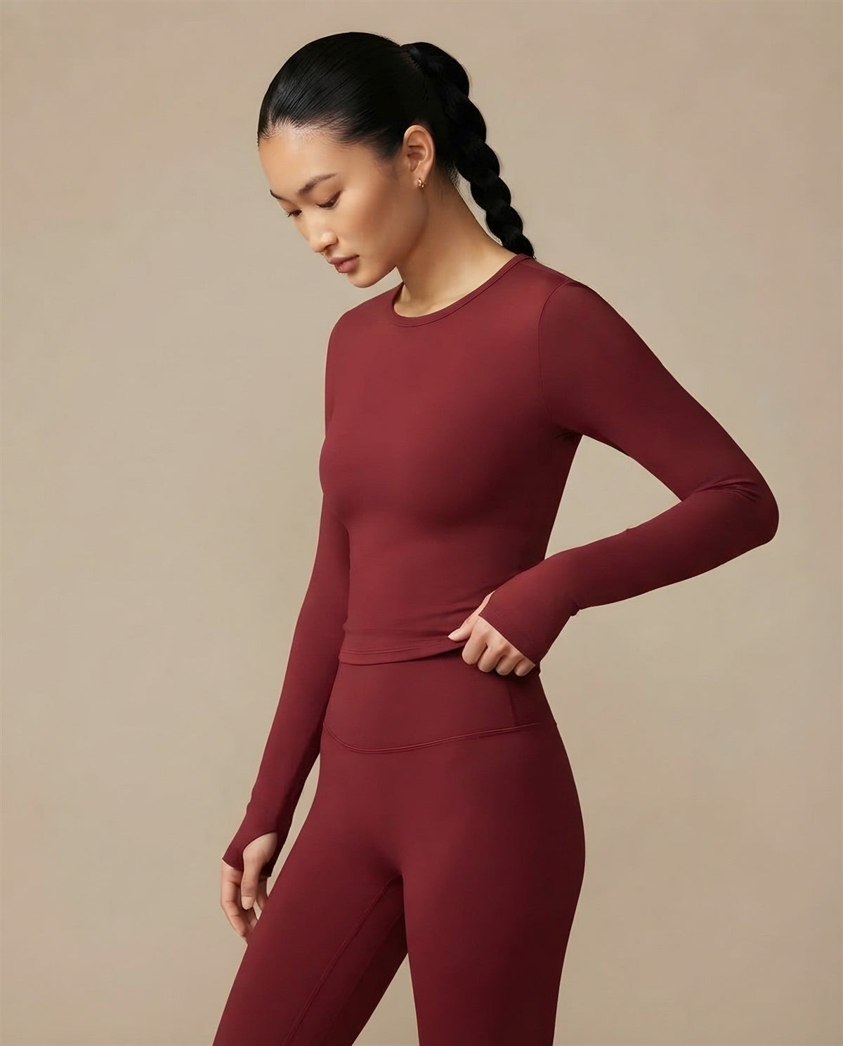 Second Skin Long Sleeve Top in Cherry Red