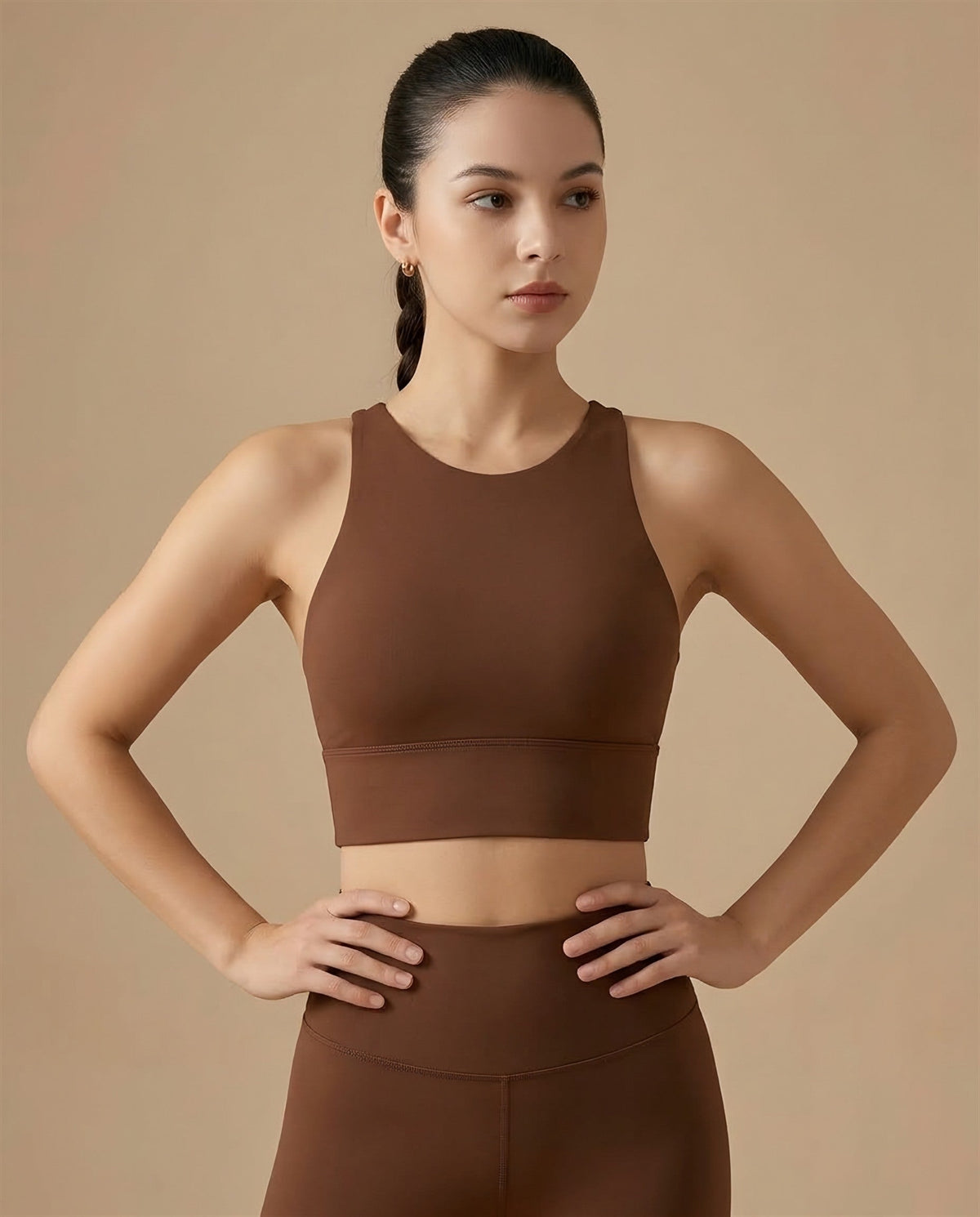 Confidence Longline Sports Bra in Brown