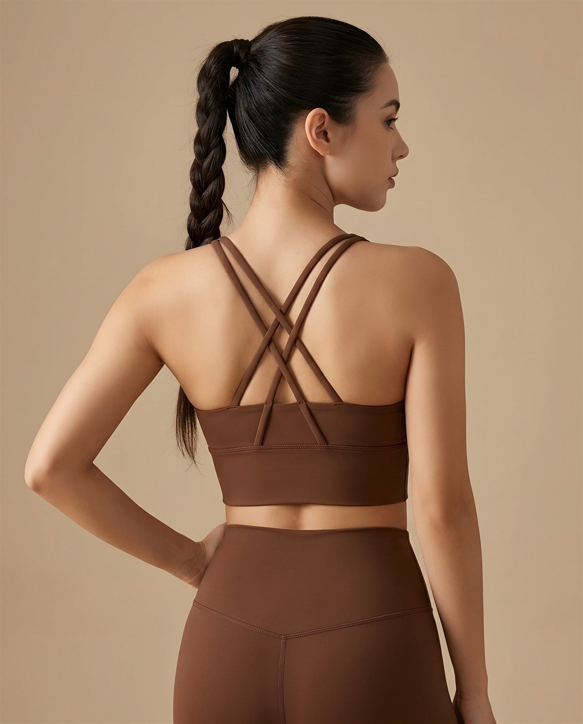 Confidence Longline Sports Bra in Brown