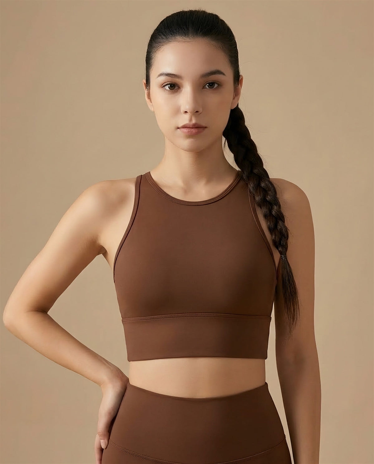 Confidence Longline Sports Bra in Brown
