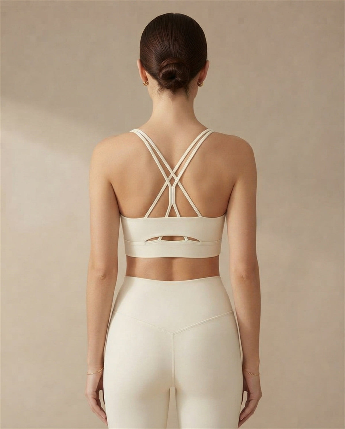 Square Neck Sports Bra in Cream