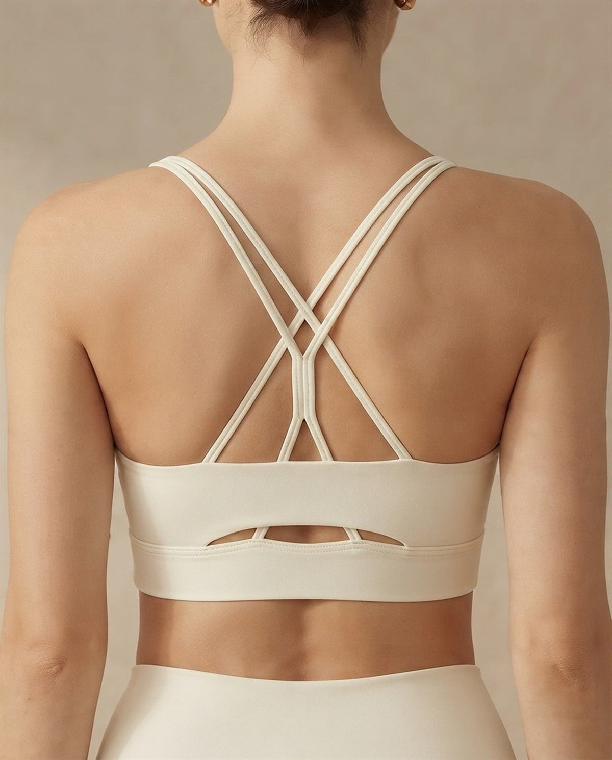 Square Neck Sports Bra in Cream