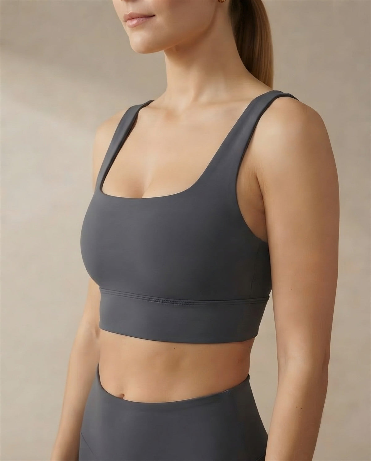 Square Neck Sports Bra in Dark Grey