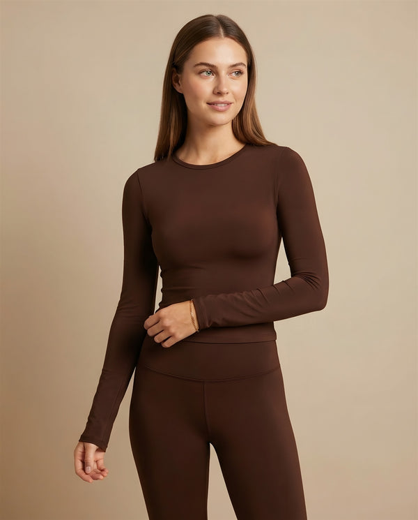 Second Skin Long Sleeve Top Chocolate Brown