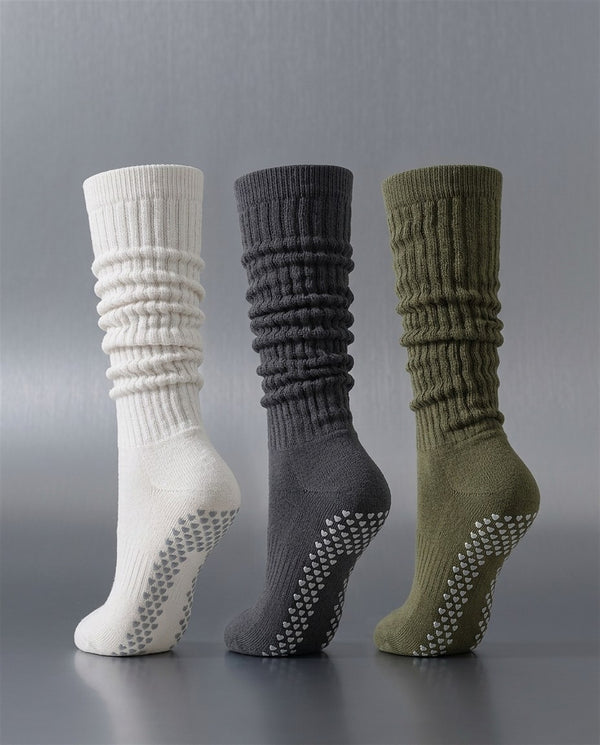 Slouch Grip Socks (3-Pack) White, Dark Grey, Army Green