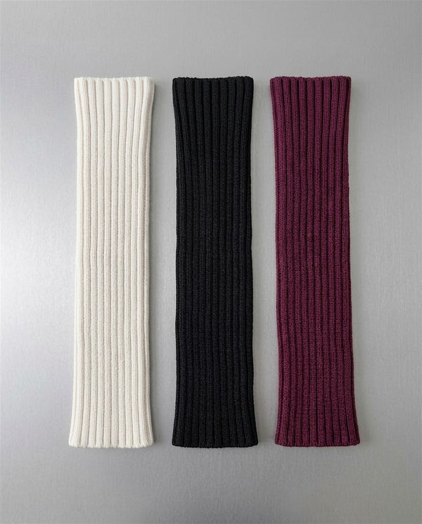 Rib Knit Leg Warmers (3-Pack) White, Black, Purplish Red