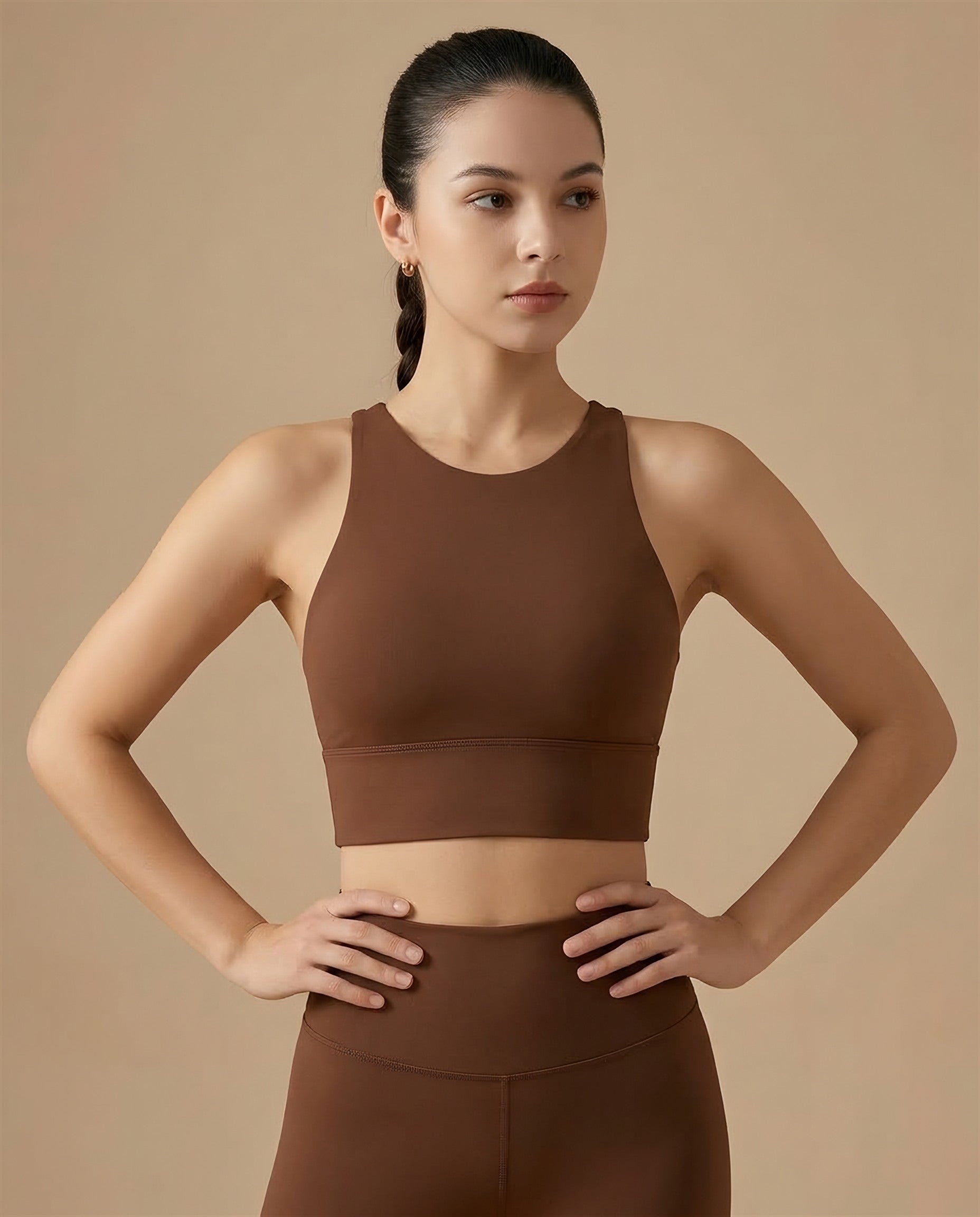 Sculpt Longline Bra – Brown